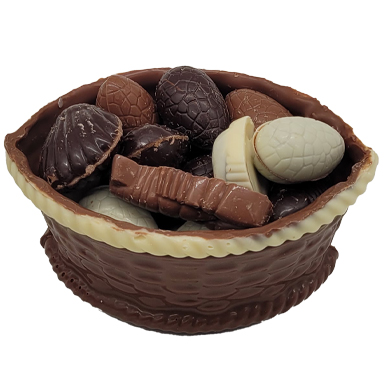 nid en chocolat avec ses fritures-maison-maxime-fabrication-artisanale-chocolaterie-pate-de-fruits-picardie-normandie-france